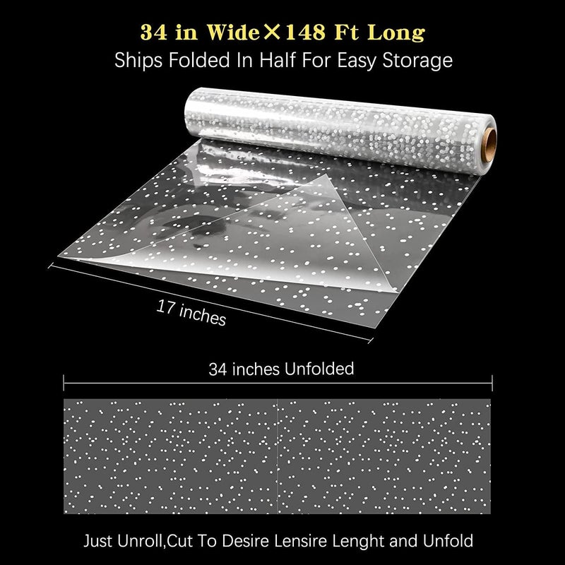 Giiffu Clear Cellophane Wrap Roll (34 in x 148 ft)-Cellophane Roll for Gift Basket, White Polka Dot Wrapping Paper, 3 Mil Thick Plastic Hampers Gift Wrap for Flower Bouquet, Basket, Treats, Crafts - Image 2